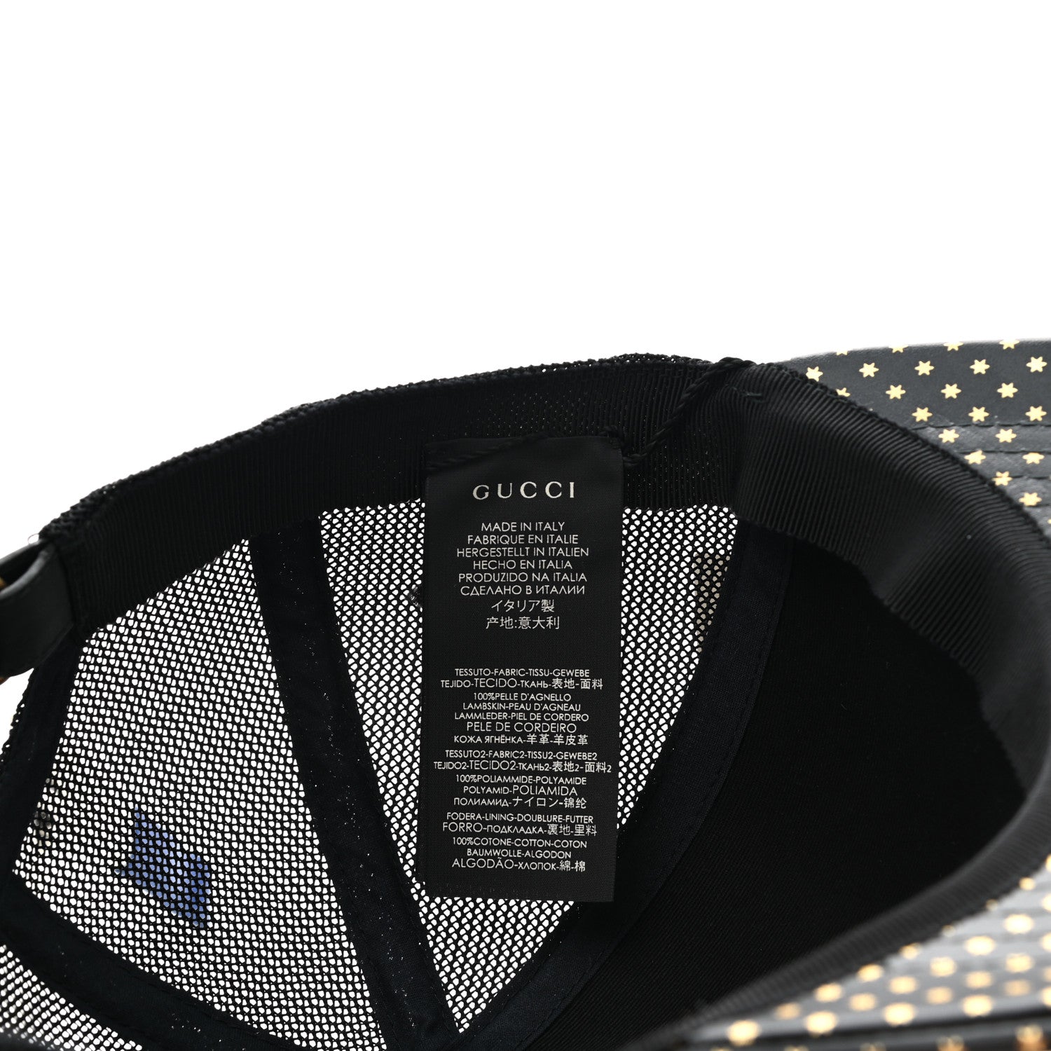 Gucci X SEGA Calfskin GUCCY Stars Baseball Hat M Black Gold 9 of 9