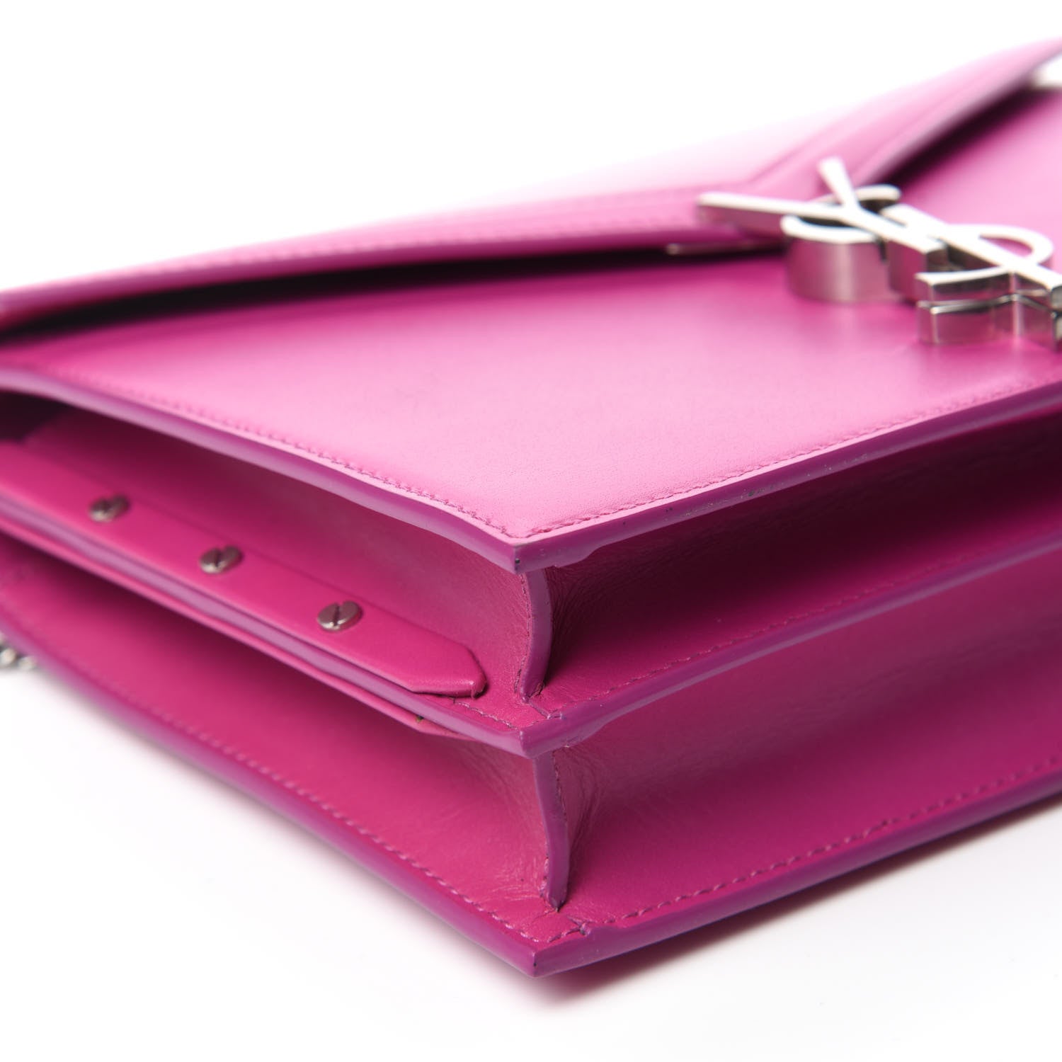 Saint Laurent Smooth Calfskin Monogram Cassandra Clasp Bag Electric Fuchsia 6 of 11