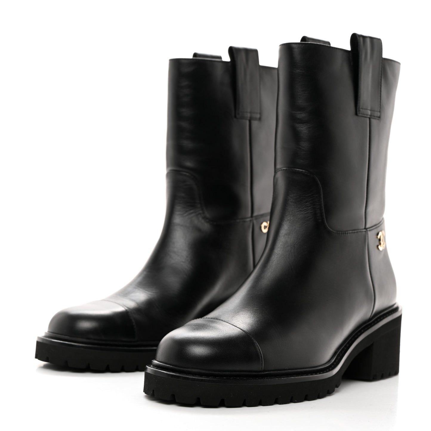 Calfskin CC Ankle Boots 38 Black