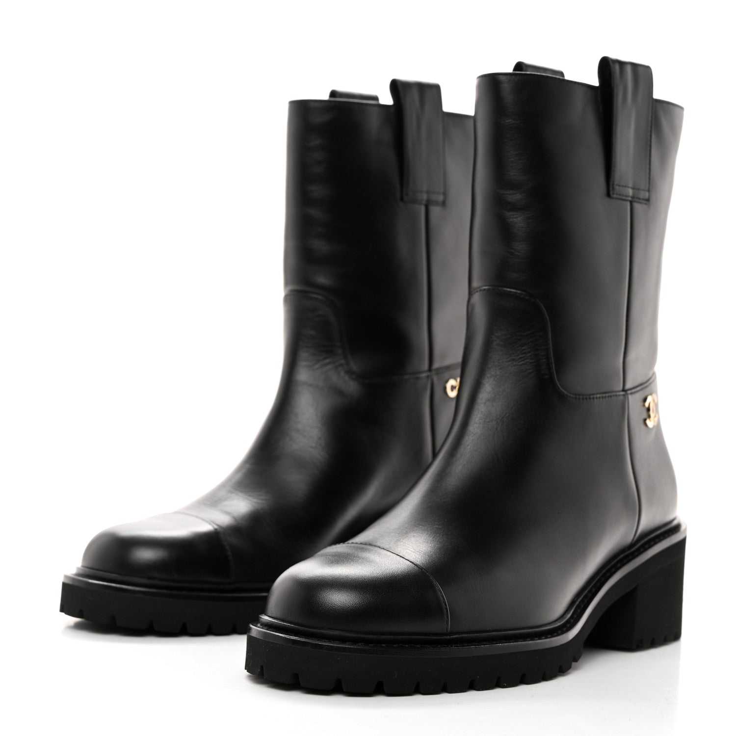 Chanel Calfskin CC Ankle Boots 38 Black 3 of 8