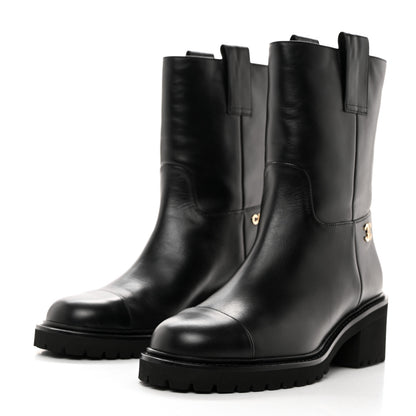 Chanel Calfskin CC Ankle Boots 38 Black 3 of 8