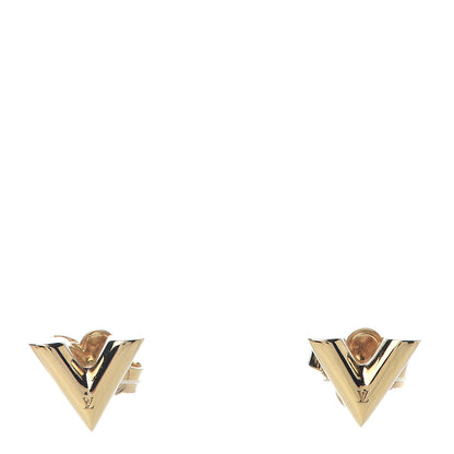 Louis Vuitton Brass Essential V Stud Earrings Gold 1 of 5