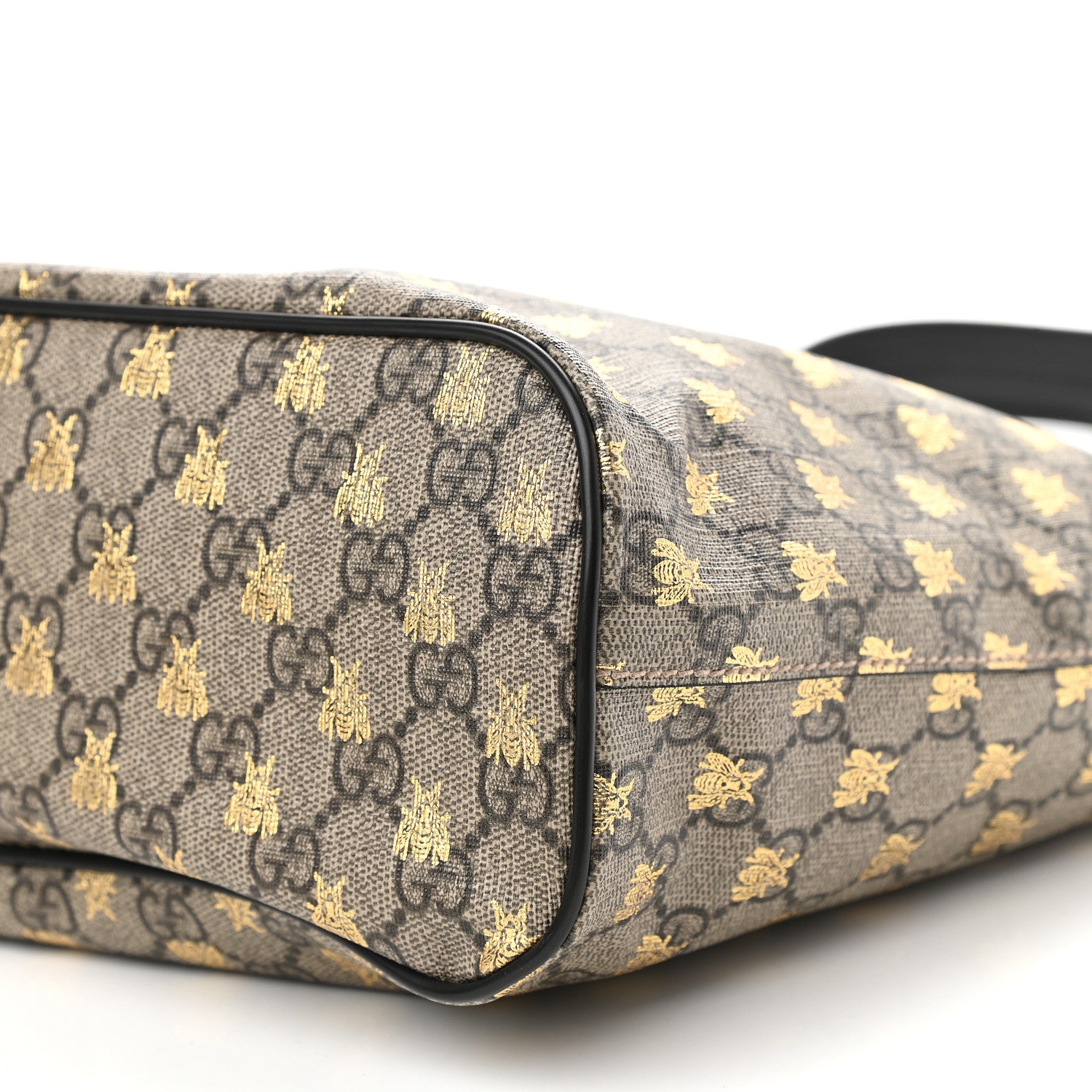 Gucci Soft GG Supreme Monogram Bees Small Crossbody Tote Beige Oro Black 9 of 9