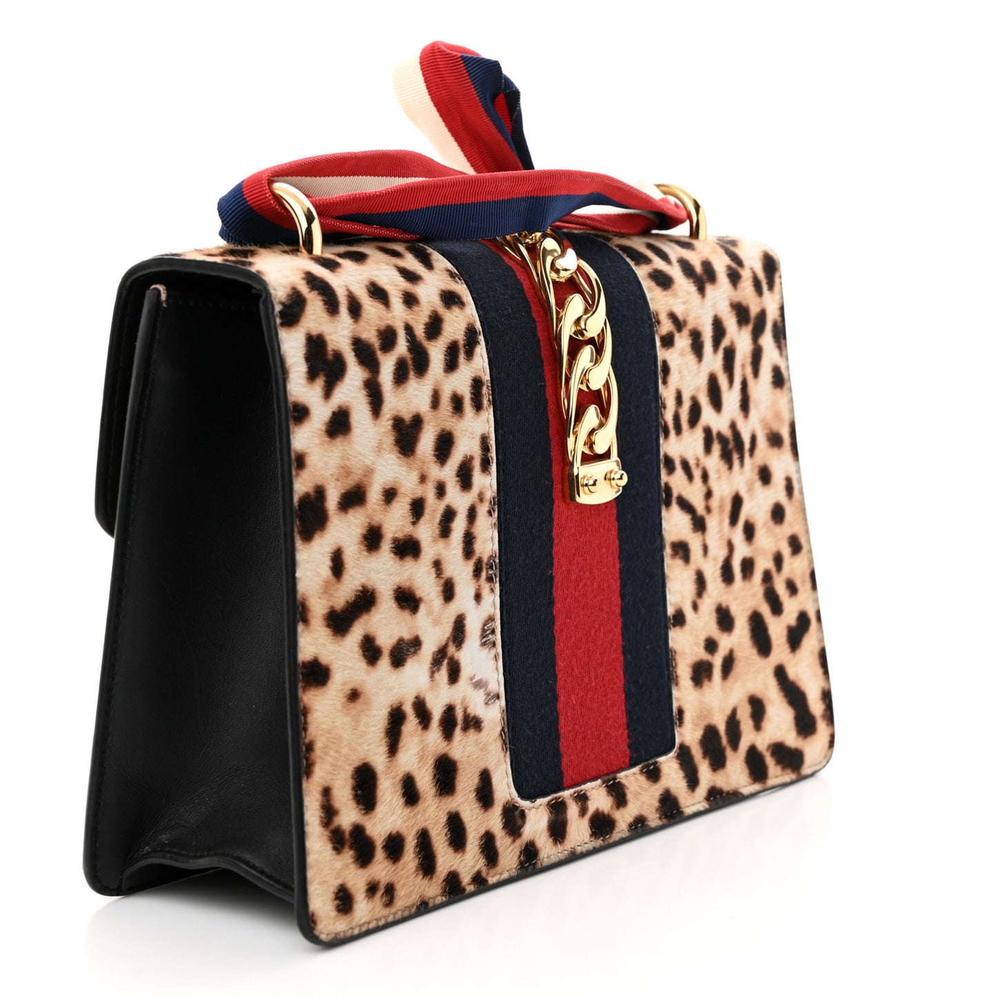 Calf Hair Leopard Print Small Sylvie Shoulder Bag Naturale Black