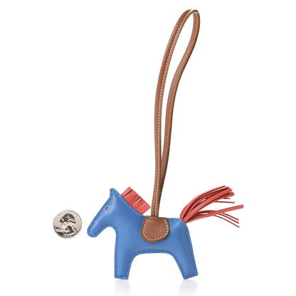 Hermes Milo Lambskin Grigri Rodeo Horse Bag Charm PM Blue Zanzibar Rose Texas Gold 2 of 4