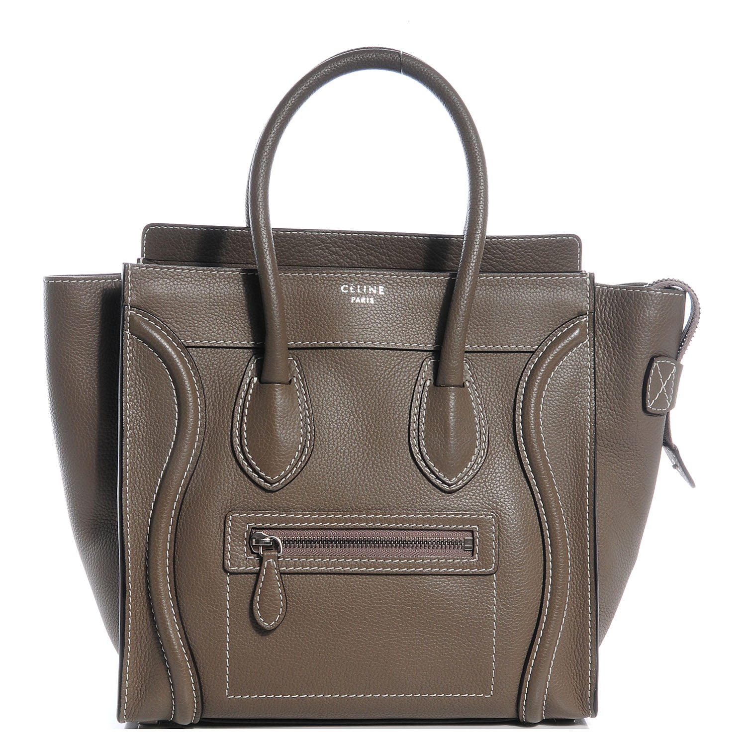 Celine Drummed Calfskin Micro Luggage Souris 1 of 9
