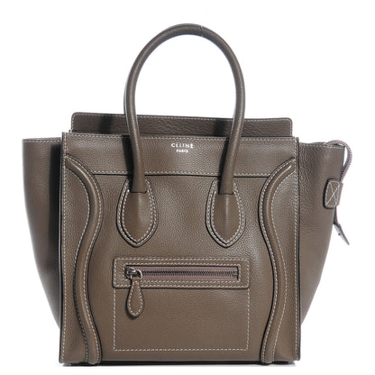 Celine Drummed Calfskin Micro Luggage Souris 1 of 9