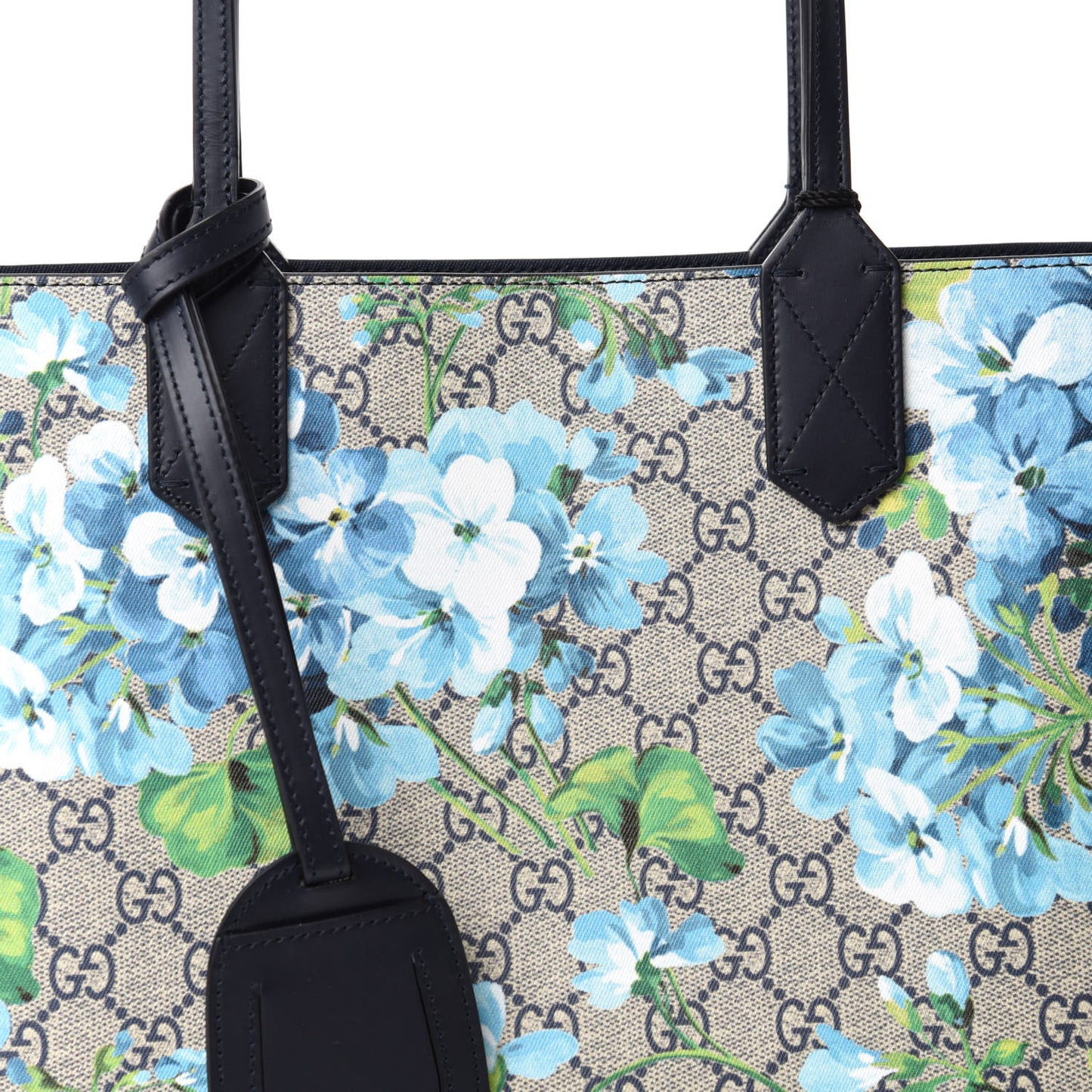 GG Supreme Monogram Blooms Small Reversible Tote Beige Blue Navy
