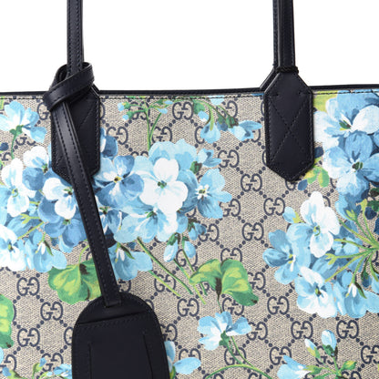 Gucci GG Supreme Monogram Blooms Small Reversible Tote Beige Blue Navy 9 of 16