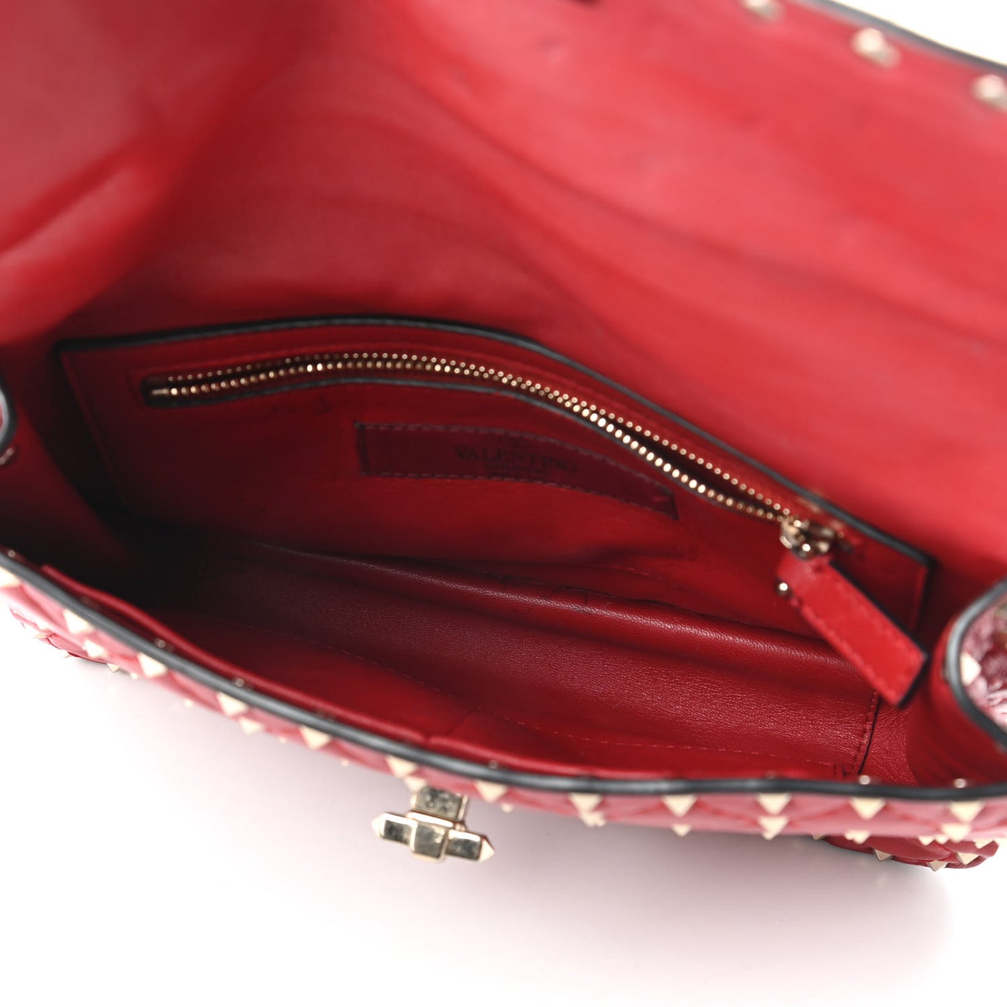 Nappa Medium Rockstud Spike Shoulder Bag Rosso Valentino