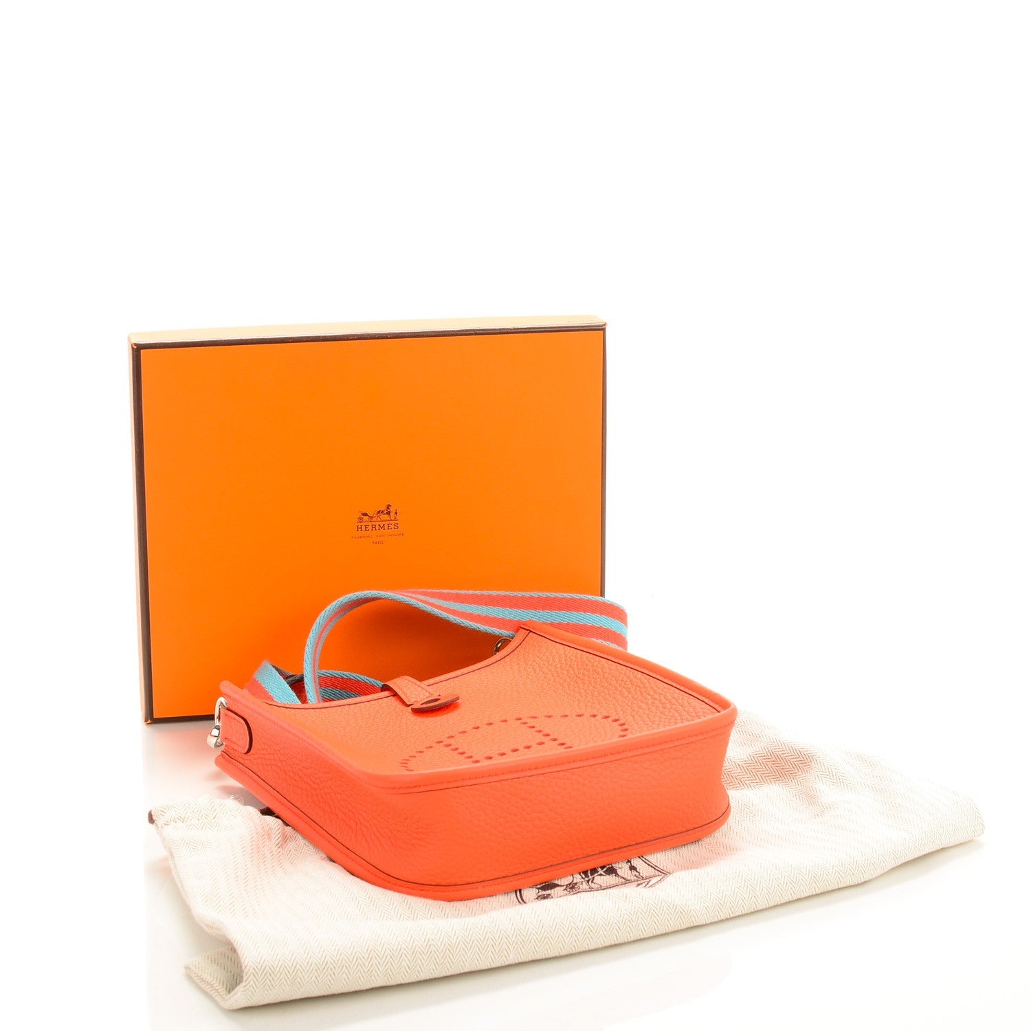 Hermes Taurillon Clemence Amazone Evelyne TPM Orange Poppy Saint Cyr 7 of 12