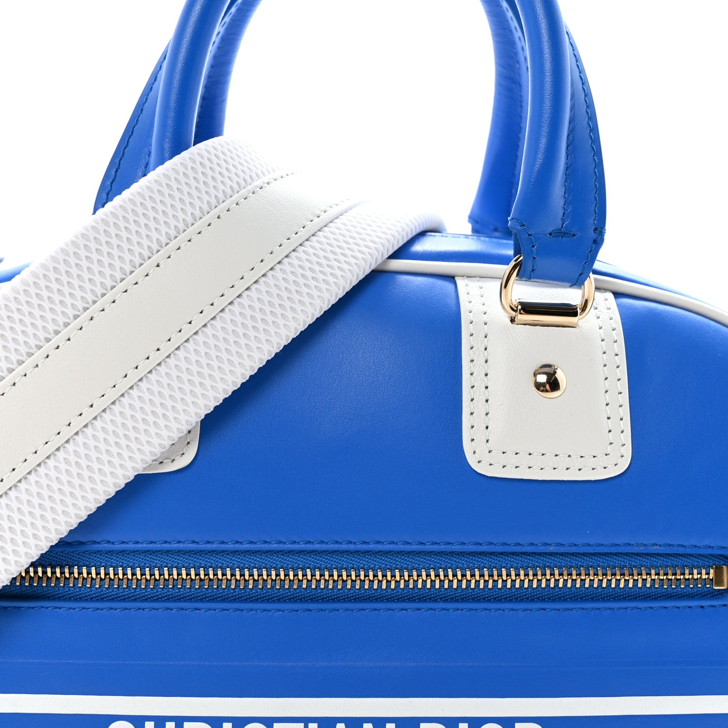 Christian Dior Calfskin Small Dior Vibe Zip Bowling Bag Blue 8 of 10