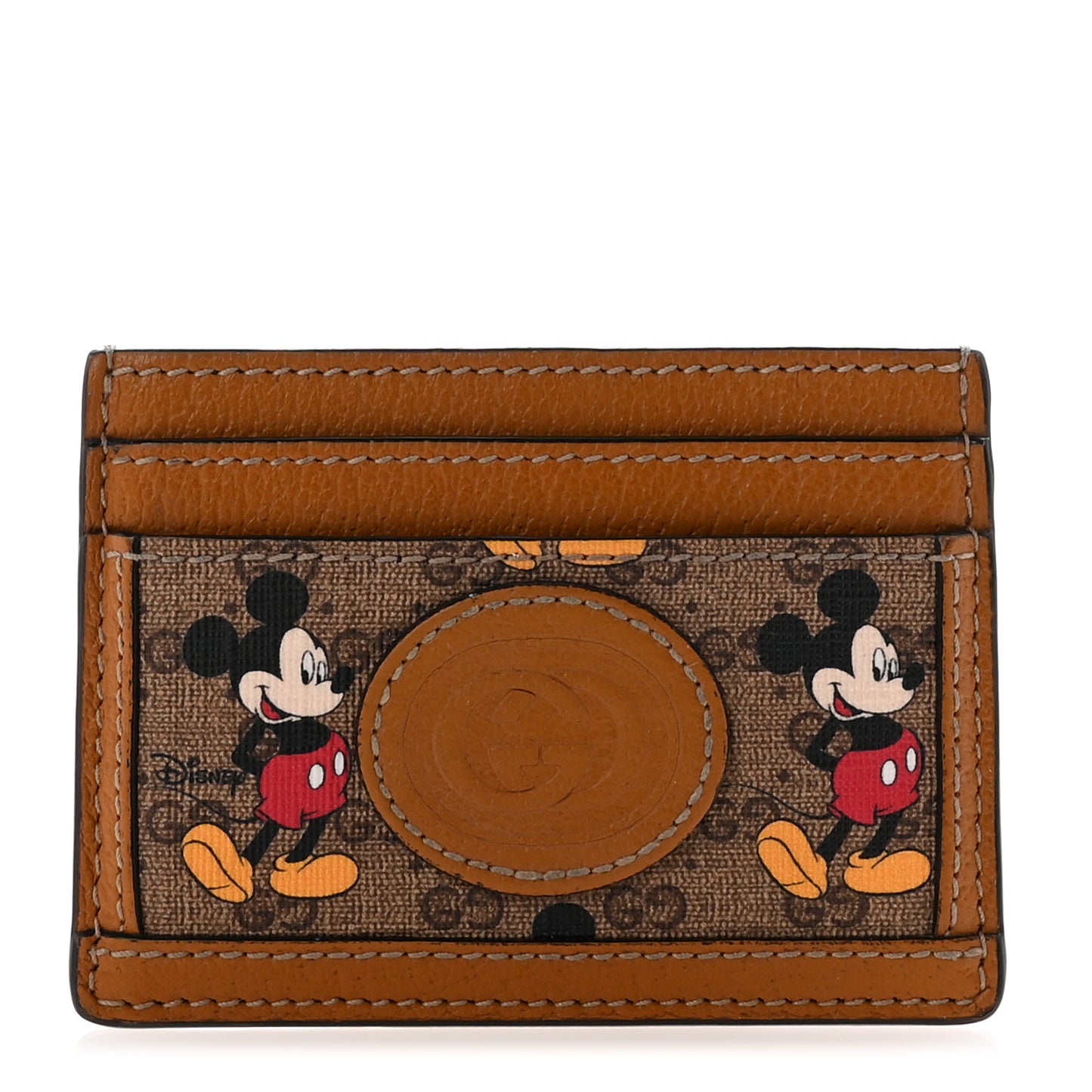 X DISNEY Mini Vintage GG Supreme Monogram Mickey Mouse Card Holder Beige Vintage Sun Oil