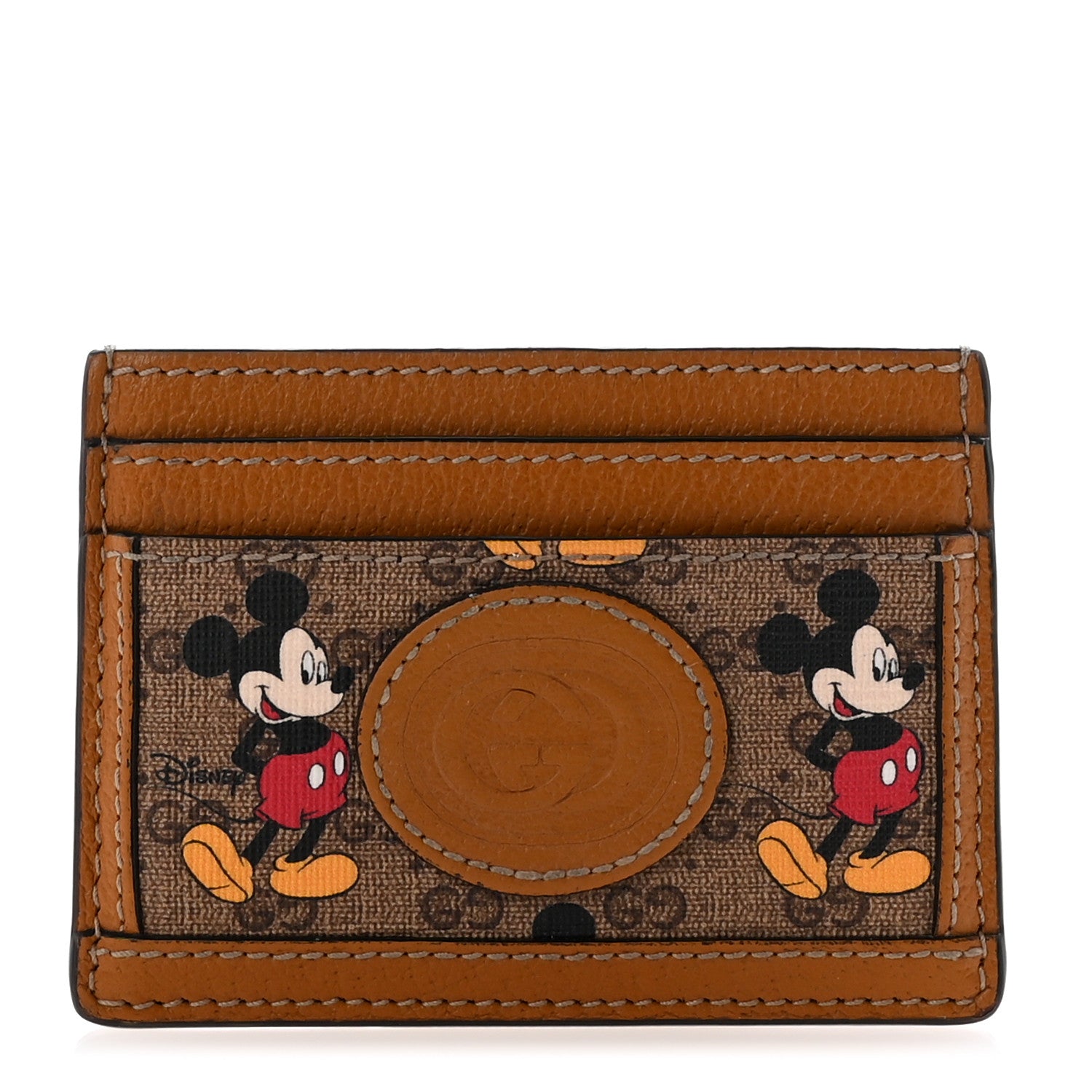 Gucci X DISNEY Mini Vintage GG Supreme Monogram Mickey Mouse Card Holder Beige Vintage Sun Oil 1 of 8