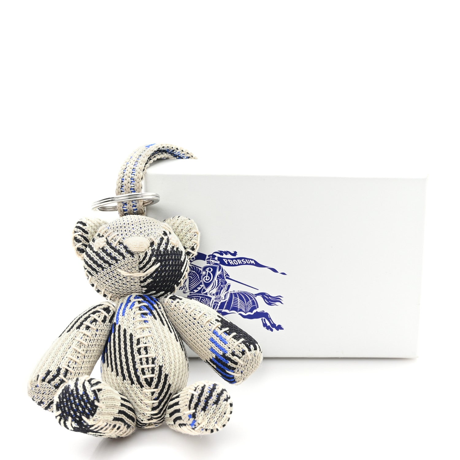Burberry Knitted Check Thomas Teddy Bear Keychain Charm Lichen