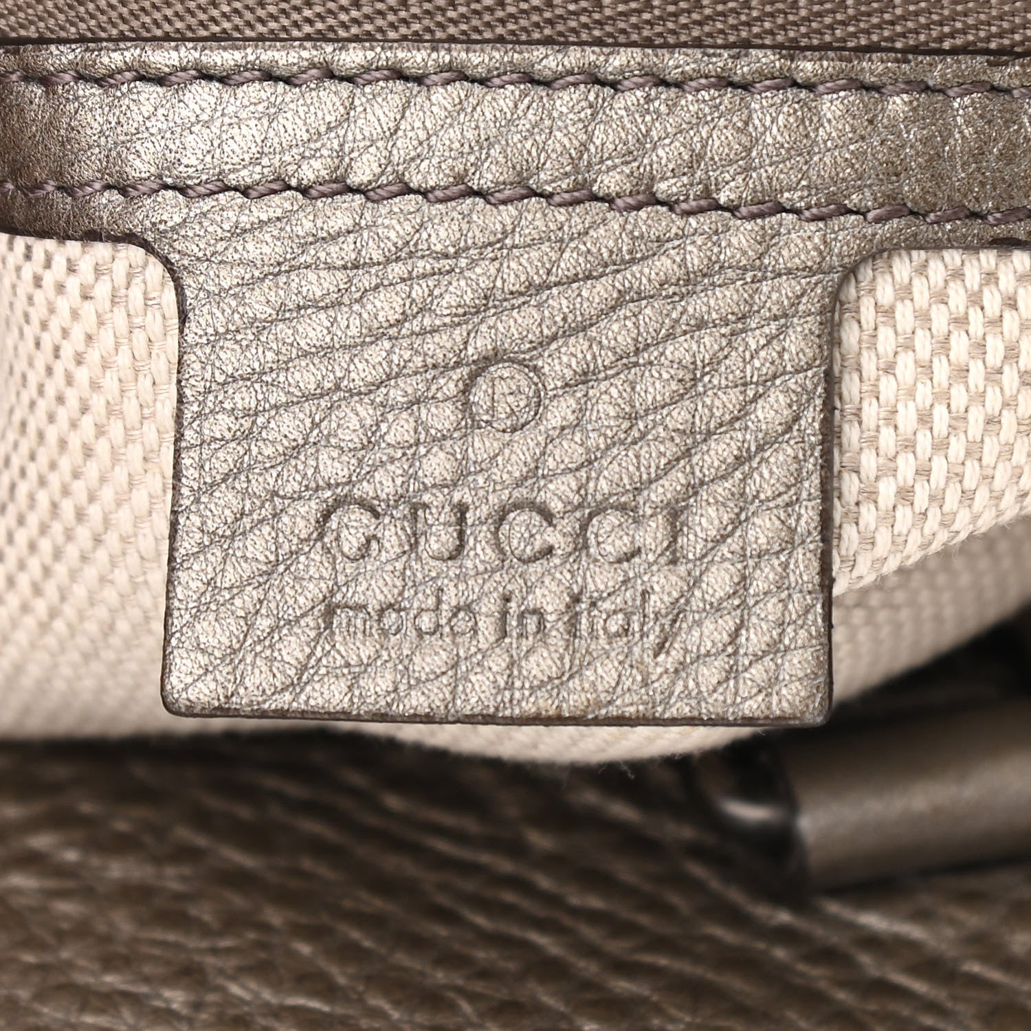Gucci Metallic Pebbled Calfskin Medium Soho Chain Shoulder Bag Sasso 5 of 9