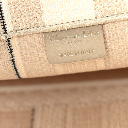 Christian Dior Canvas Embroidered Large Stripes Book Tote Beige 6 of 11