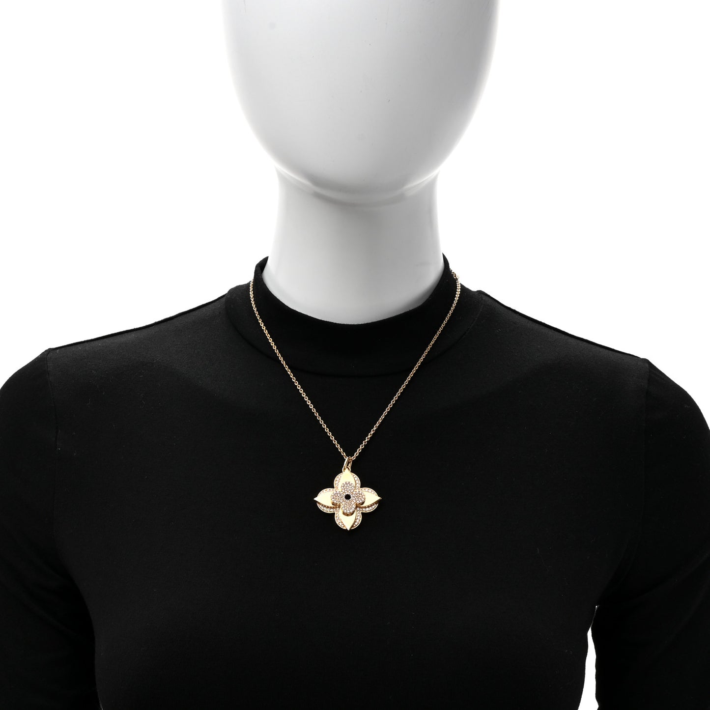 Metal Crystal LV Medallion Necklace Gold Multicolor