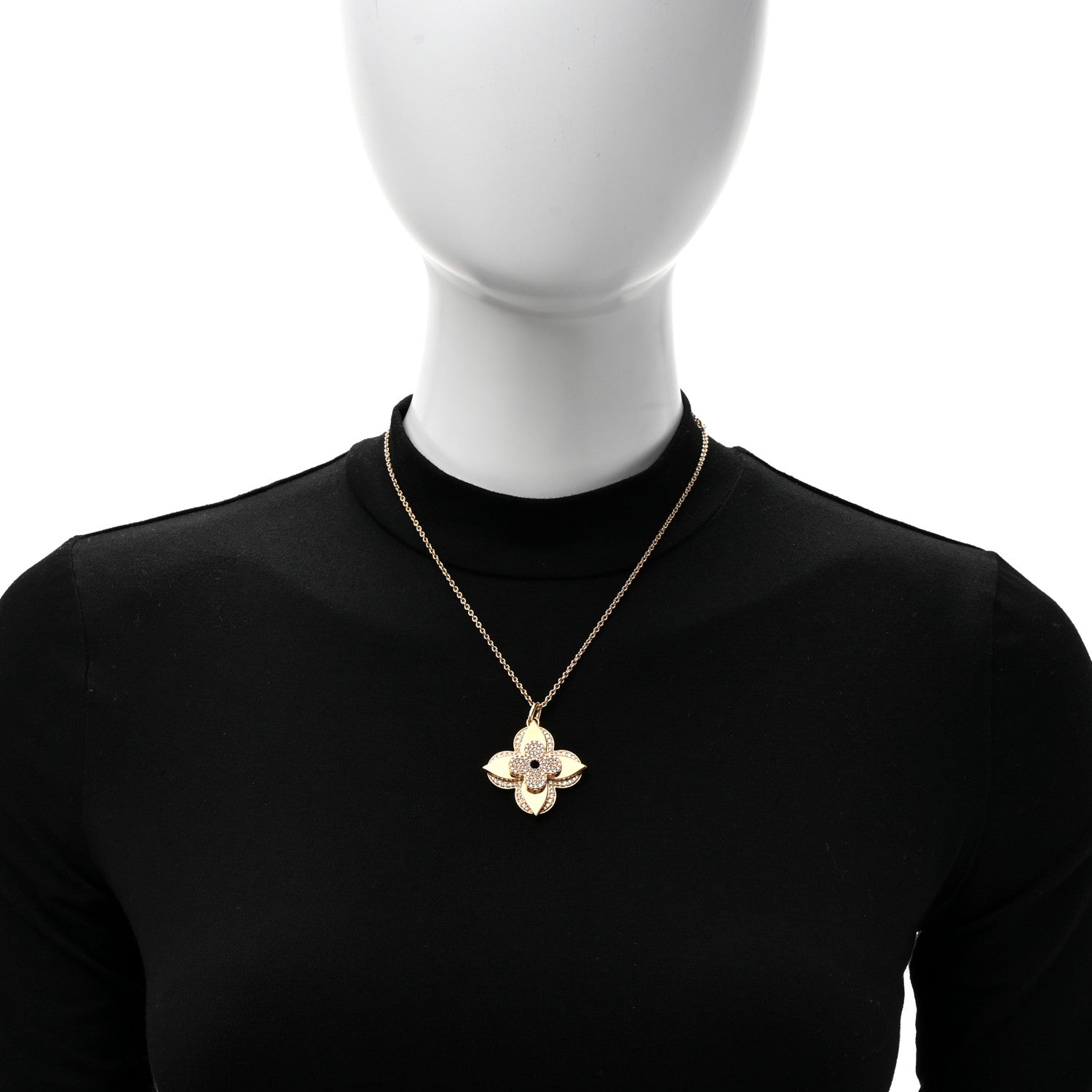 Louis Vuitton Metal Crystal LV Medallion Necklace Gold Multicolor 2 of 5