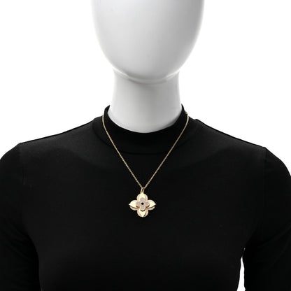 Louis Vuitton Metal Crystal LV Medallion Necklace Gold Multicolor 2 of 5