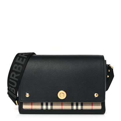 Burberry Grainy Calfskin Vintage Check Note Crossbody Bag Black 1 of 8