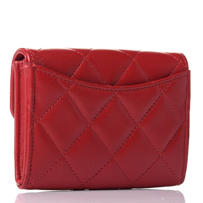 Chanel Lambskin Quilted Flap Card Holder Wallet Red 2 of 4