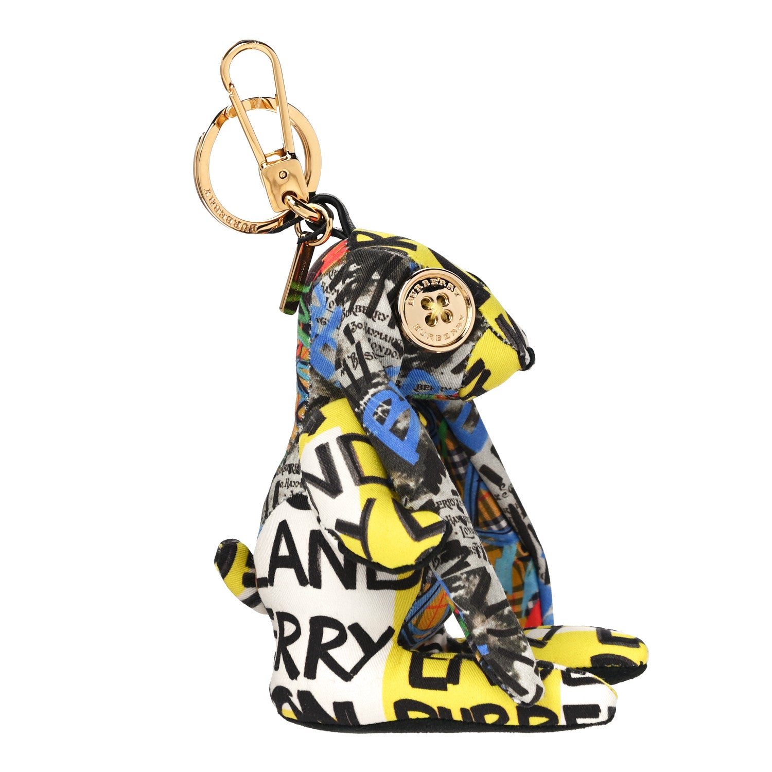 Burberry Cotton Graffiti Print Vera The Hare Bag Charm Yellow Multi 3 of 5