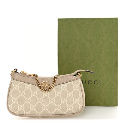 Gucci GG Supreme Monogram Textured Dollar Calfskin Web Mini Ophidia GG Handbag Beige Mystic White Oatmeal 11 of 11
