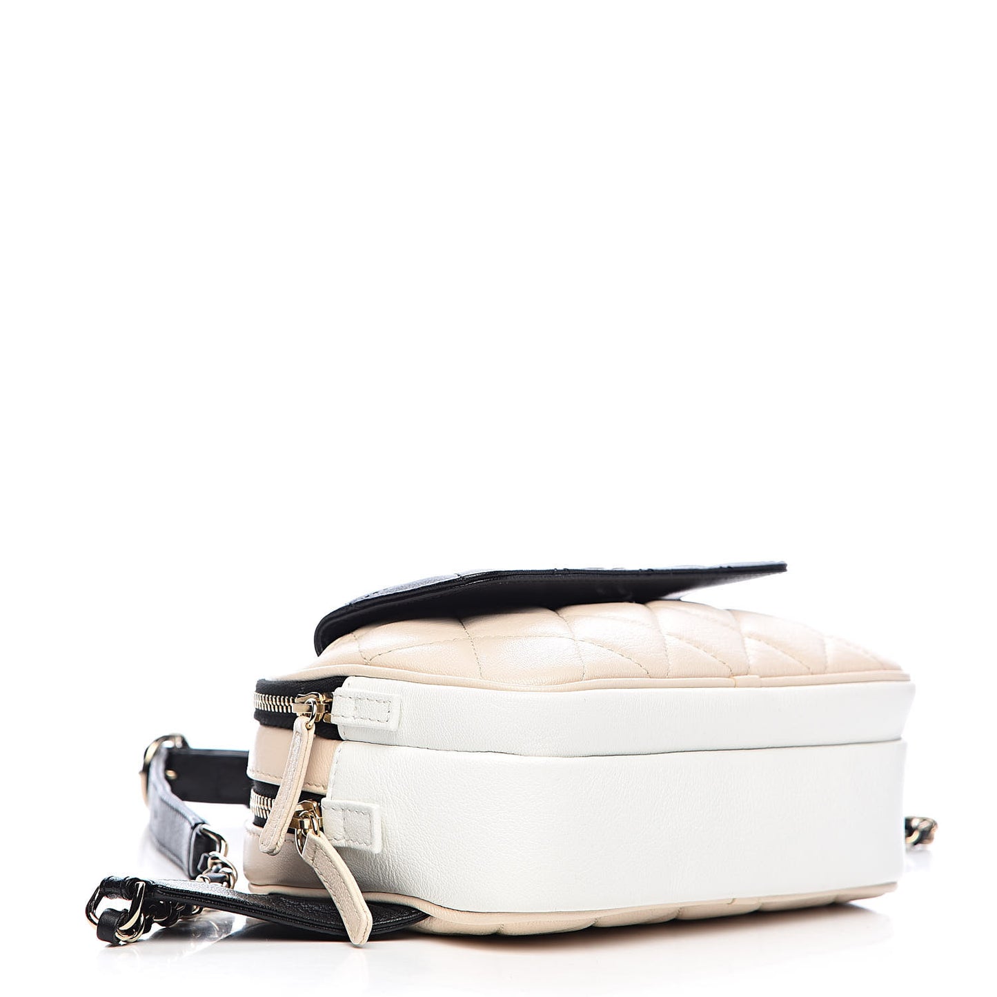 Goatskin Quilted Waist Bag Beige White Black