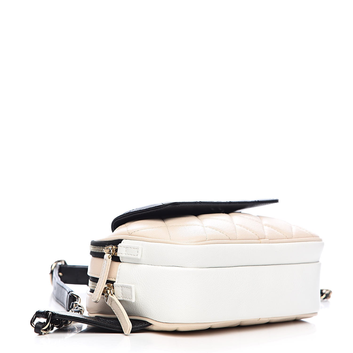 Chanel Goatskin Quilted Waist Bag Beige White Black 4 of 13