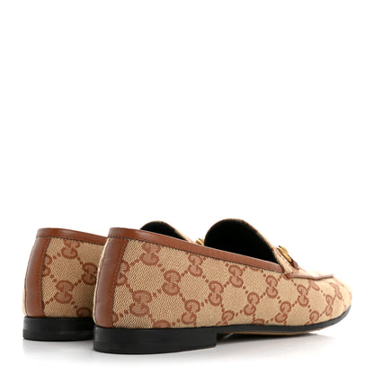 Gucci Canvas GG Monogram Horsebit Womens Jordaan Loafers 38 Beige Ruggine Rust 5 of 12