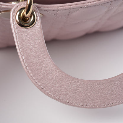 Christian Dior Metallic Lambskin Cannage Mini Lady Dior Lotus 8 of 13