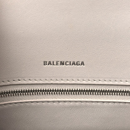 Balenciaga Shiny Calfskin Monochrome Crocodile Embossed Hourglass Top Handle Bag XS Nacre 6 of 9