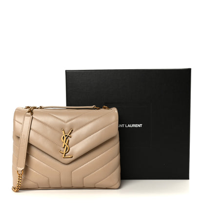 Saint Laurent Calfskin Y Quilted Monogram Small Loulou Chain Satchel Dark Beige Dark Beige 12 of 12