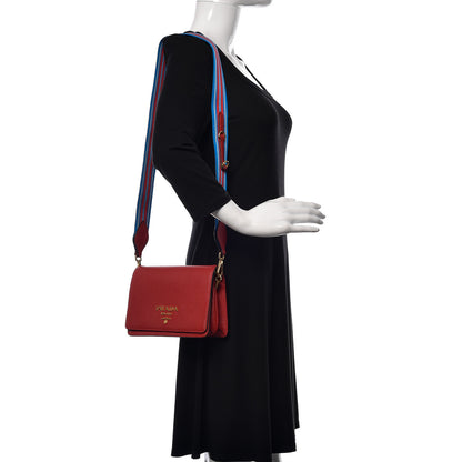 Prada Vitello Daino Flap Crossbody Rosso 2 of 12