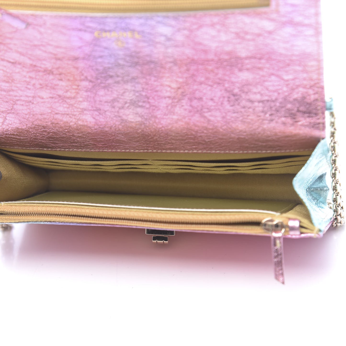 Metallic Goatskin Quilted 2.55 Reissue Wallet on Chain WOC Multicolor