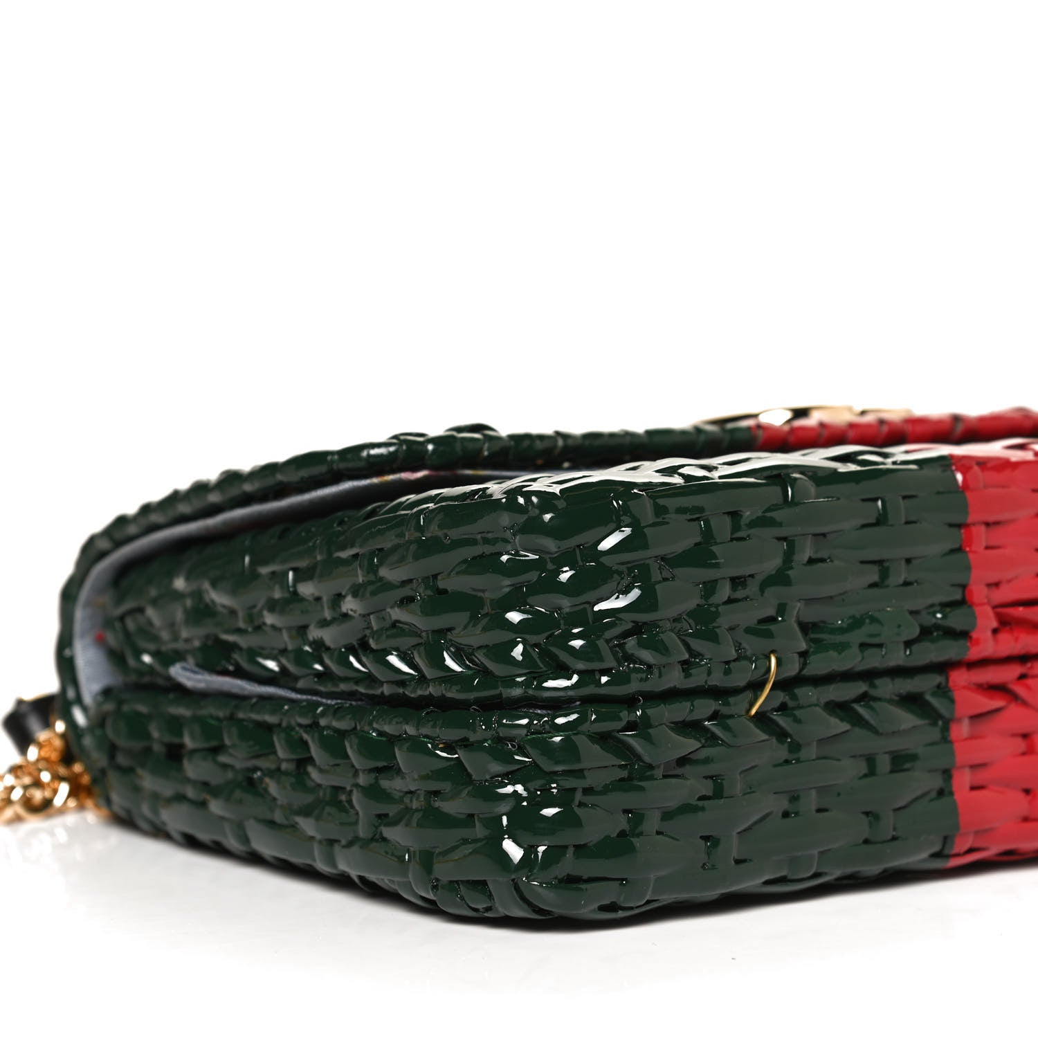 Gucci Glazed Wicker Stripe Small Cestino Shoulder Bag Green 10 of 11