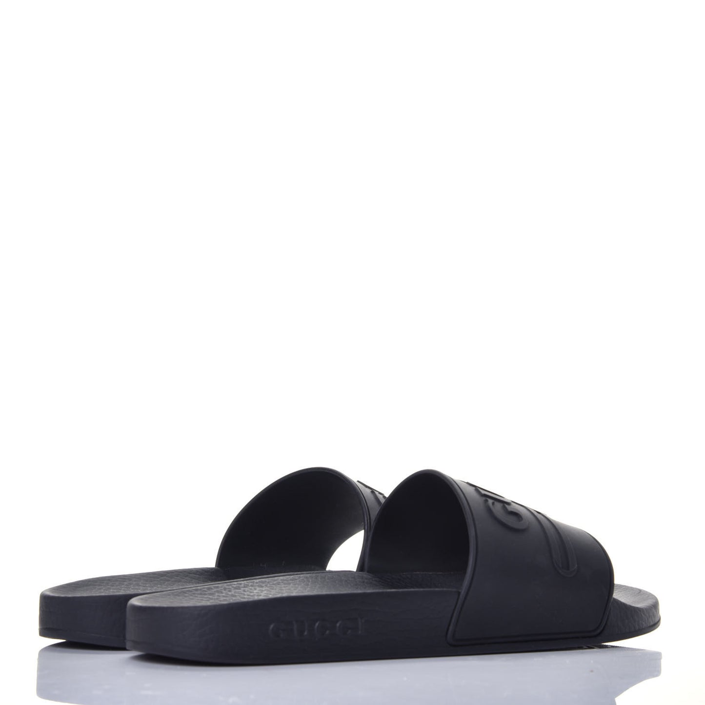 Rubber Logo Stamped Mens Slide Sandals 9 Black