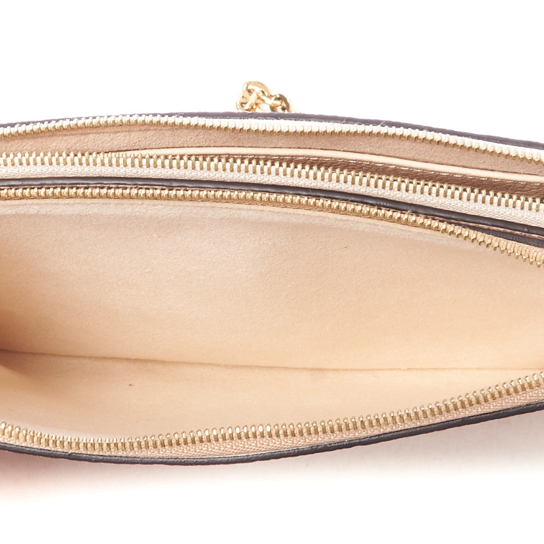 Empreinte Double Zip Pochette Beige Rose Creme