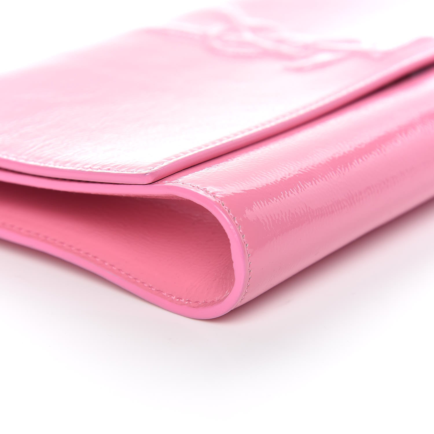 Saint Laurent Textured Patent Large Belle De Jour Clutch Indian Pink 7 of 12