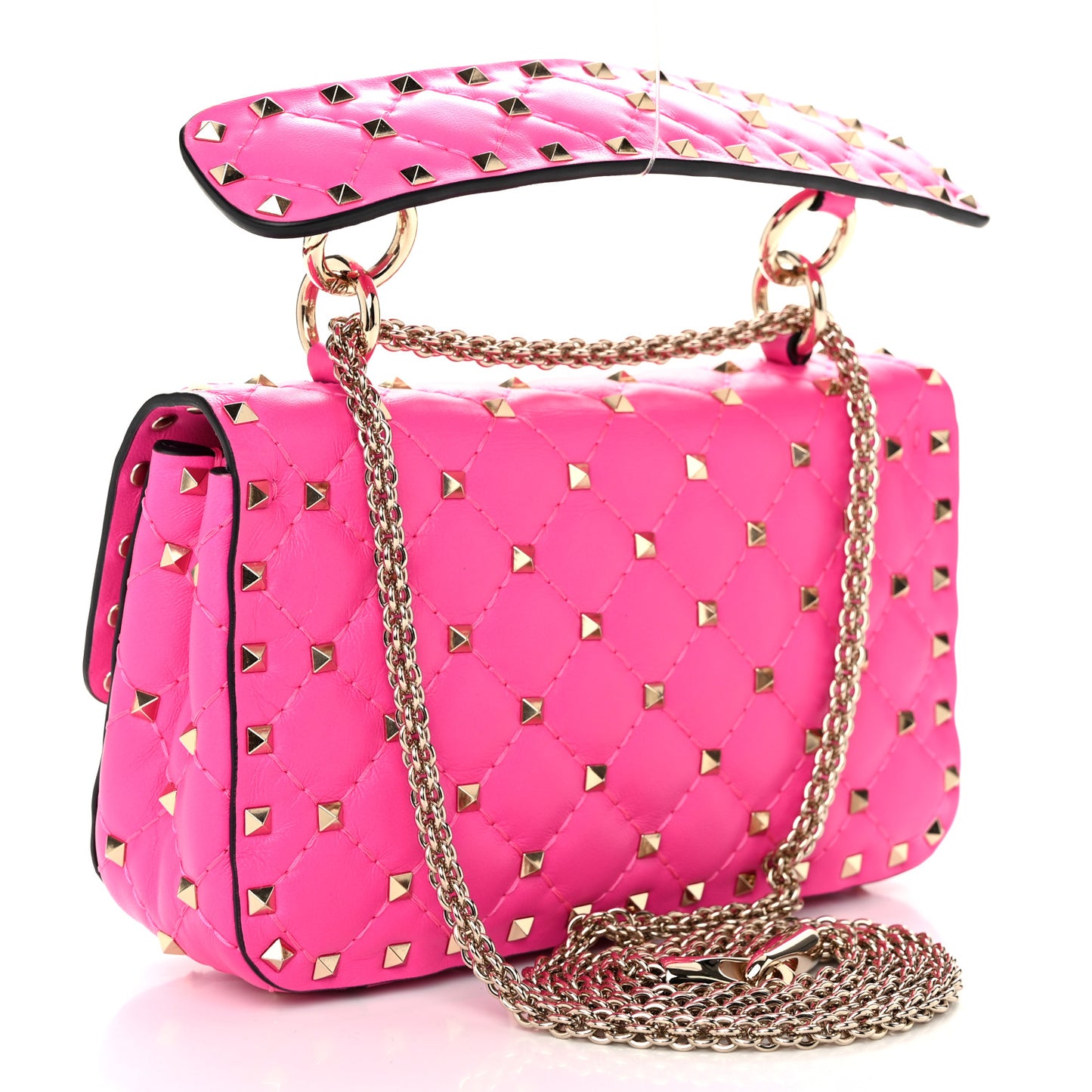 Nappa Small Rockstud Spike Shoulder Bag Shadow Pink