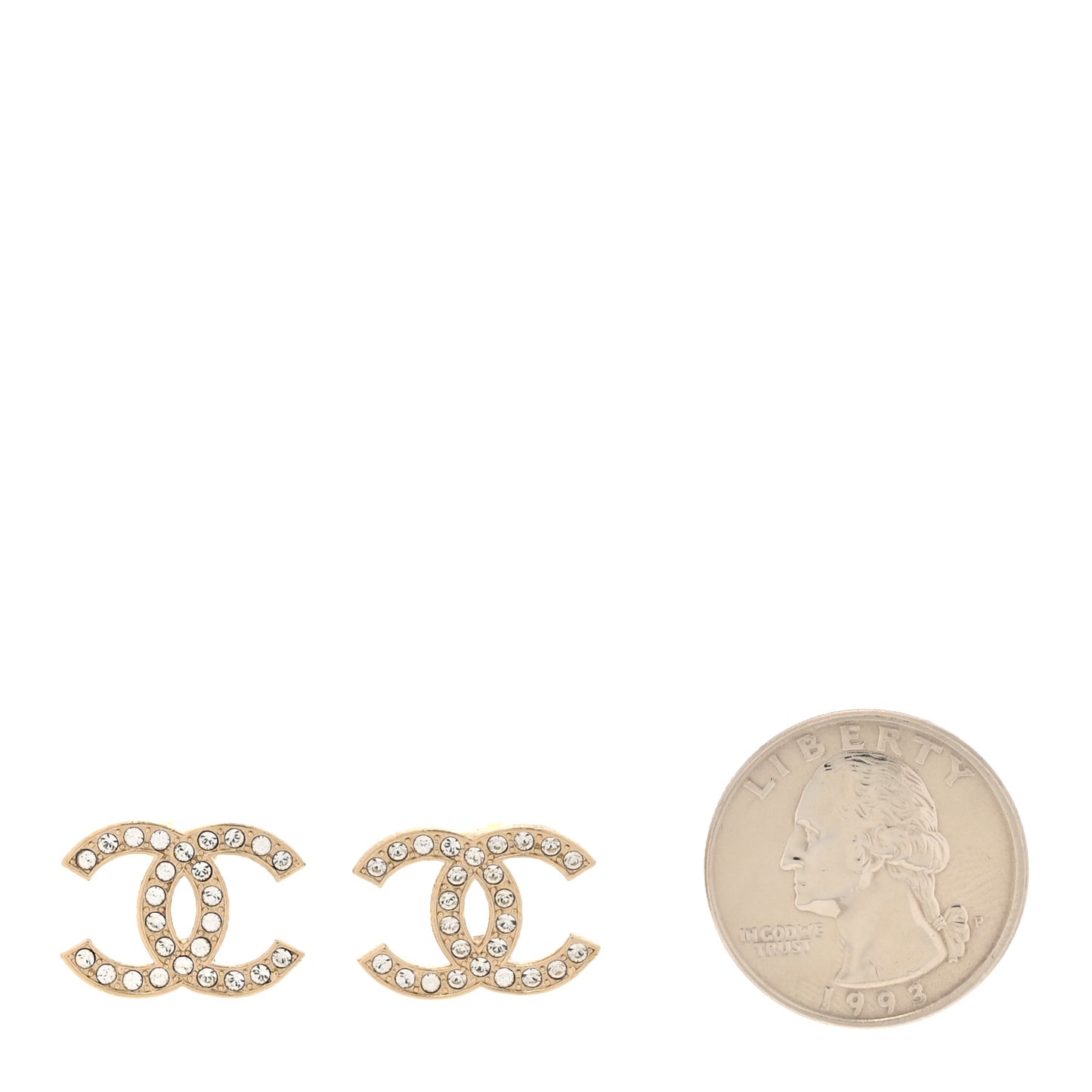 Crystal CC Earrings Light Gold