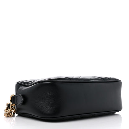 Gucci Calfskin Matelasse Small GG Marmont Chain Shoulder Bag Black 4 of 15