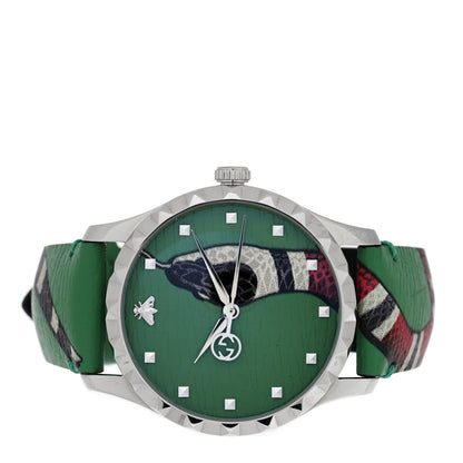 Gucci Stainless Steel Calfskin 38mm Le Marche Des Merveilles Snake Quartz Watch Green 2 of 5
