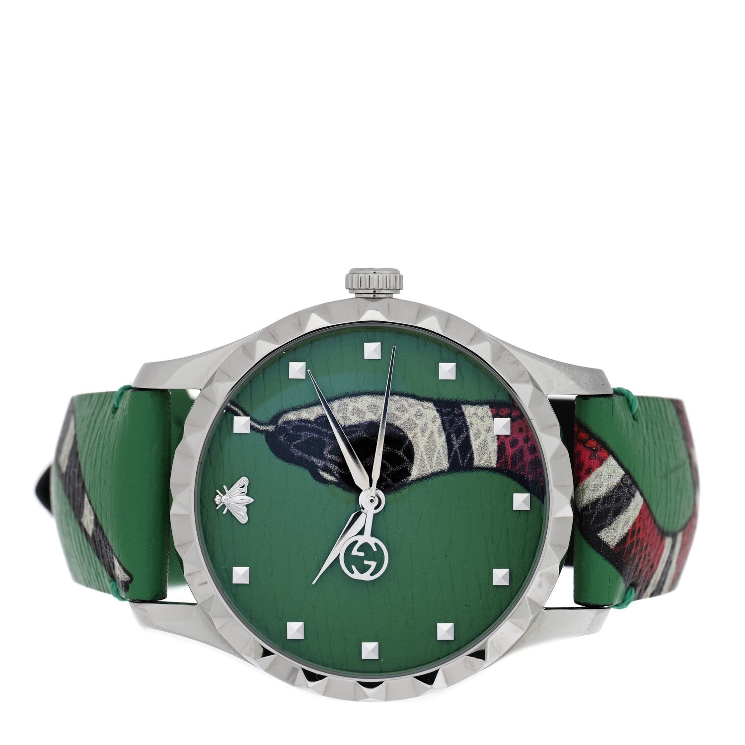 Gucci Stainless Steel Calfskin 38mm Le Marche Des Merveilles Snake Quartz Watch Green 2 of 5