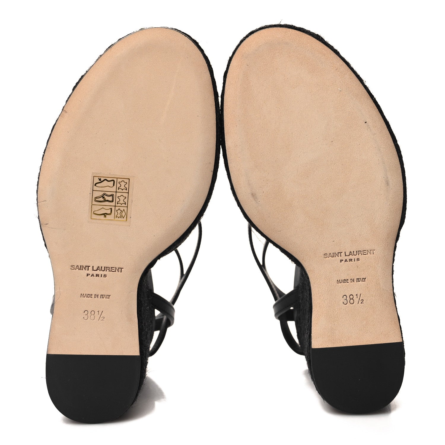 Saint Laurent Calfskin Cassandra Espadrille 105 Wedges 38.5 Black 5 of 9
