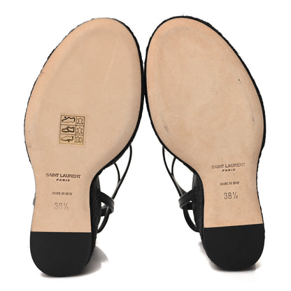 Saint Laurent Calfskin Cassandra Espadrille 105 Wedges 38.5 Black 5 of 9
