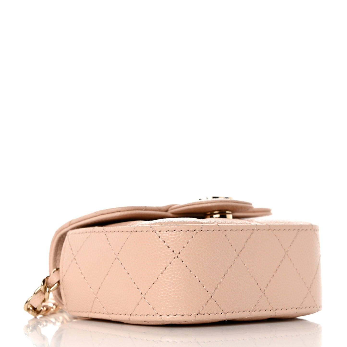 Caviar Quilted Mini Clutch With Chain Light Beige