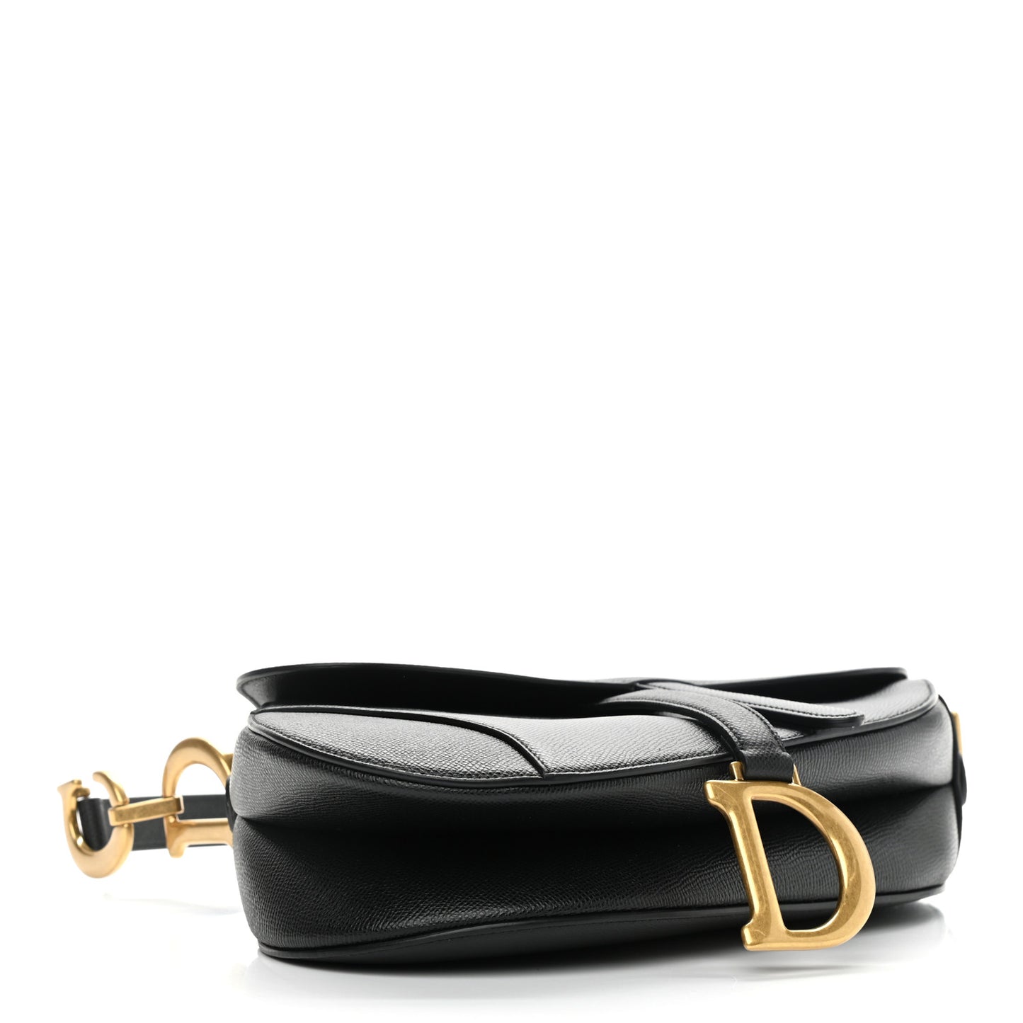 Grained Calfskin Saddle Bag Black