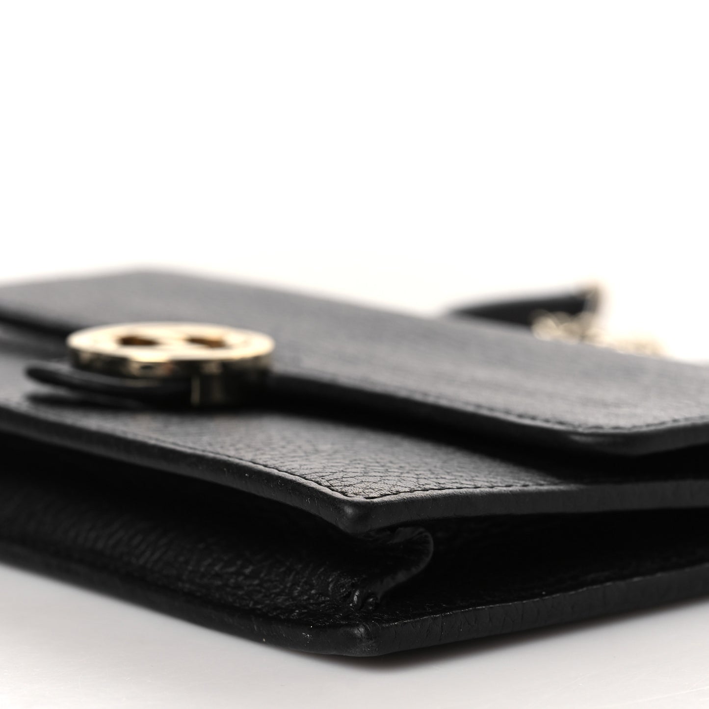 Dollar Calfskin Interlocking G Chain Wallet Black